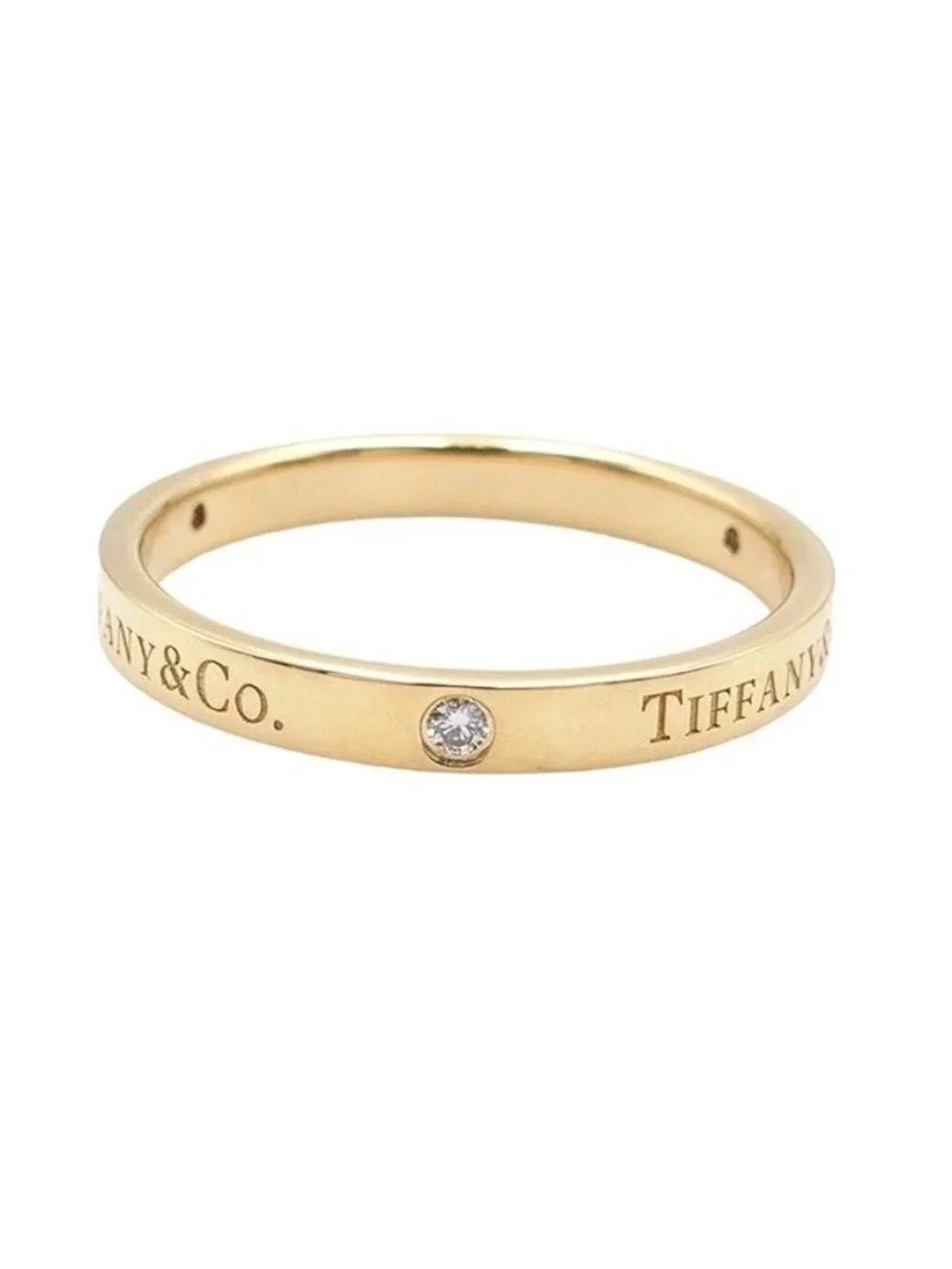 Tiffany & Co Flat Band Yellow Gold 18K Diamond Ring